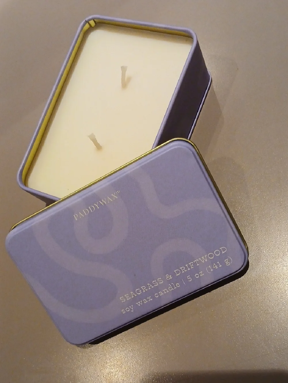 NEW Paddywax Seagrass & Driftwood Soy Wax Candle Tin - Lavender